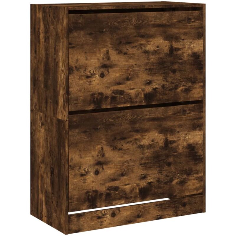 Vidaxl - Armoire à chaussures 2 tiroirs rabattables chêne fumé