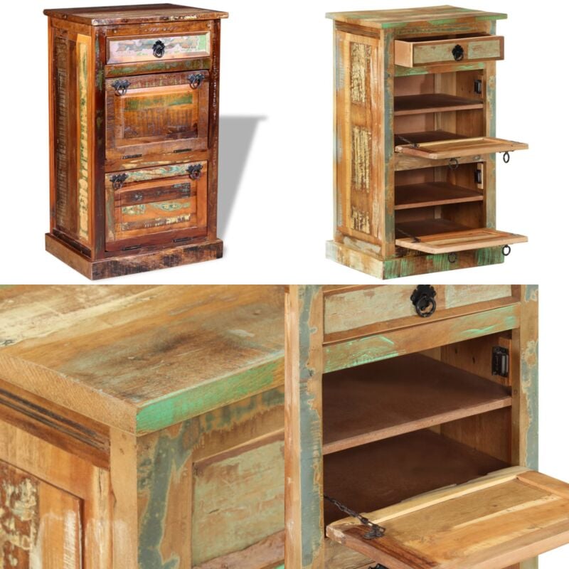 Armoire à chaussures 4 couches avec tiroir Bois de récupération - Meuble Rangement Chaussures - Armoire Chaussure Vintage - Rangement Intérieur