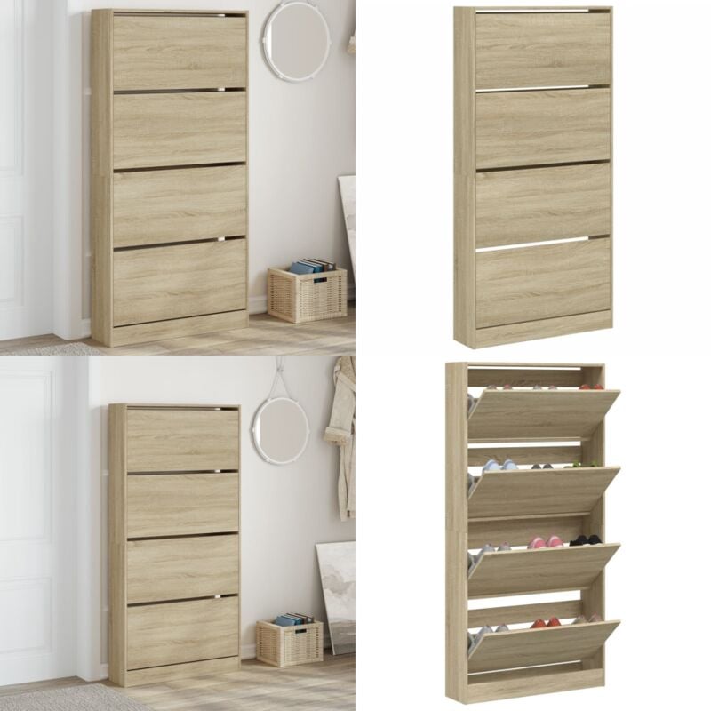 Vidaxl - Armoire à chaussures 4 tiroirs rabattables chêne sonoma - Meuble Chaussure - Étagère Chaussure - Rangements Chaussures - Armoire à
