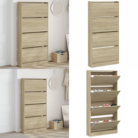 Armoire à chaussures 4 tiroirs rabattables chêne sonoma - Meuble Chaussure - Étagère Chaussure - Rangements Chaussures - Armoire À Chaussures - Meuble Entrée - Home & Living