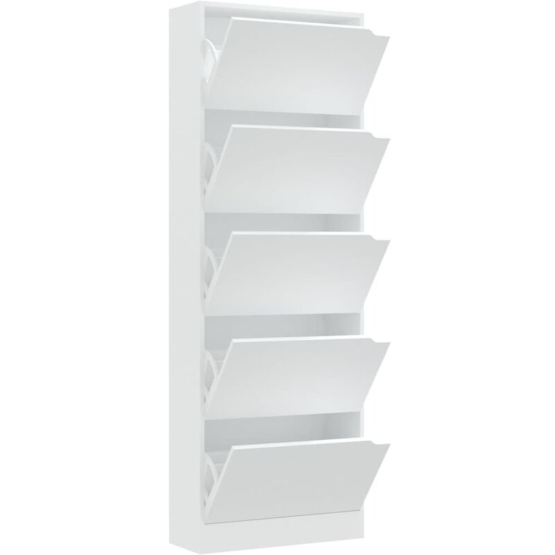 Armoire à chaussures 5 portes Blanc 59x24x167 cm Aggloméré