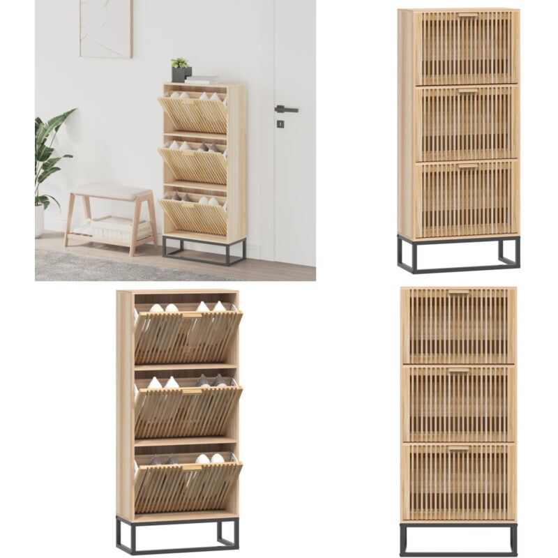 Vidaxl - Armoire à chaussures 52x25x120 cm bois d'ingénierie - Armoire à Chaussures - Meuble Rangement Chaussures - Étagère Chaussure - Organiseur