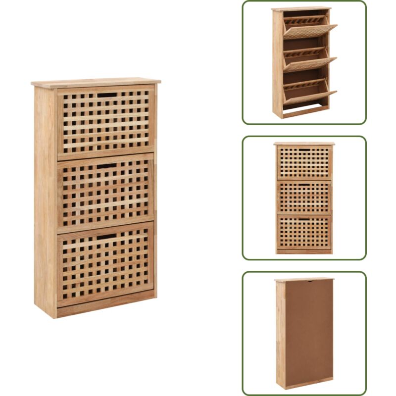 Armoire à chaussures 55x20x104 cm Bois de noyer massif - Meuble Chaussure - Range Chaussures - Armoire Chaussure - Meuble Entrée - Rangement