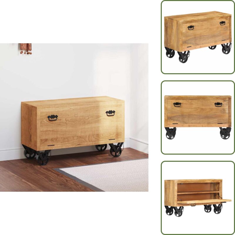 Armoire à chaussures 86x35x55 cm Bois de manguier solide - Meuble Rangement Chaussures - Armoire Chaussure - Rangements Entrée - Étagère Chaussures