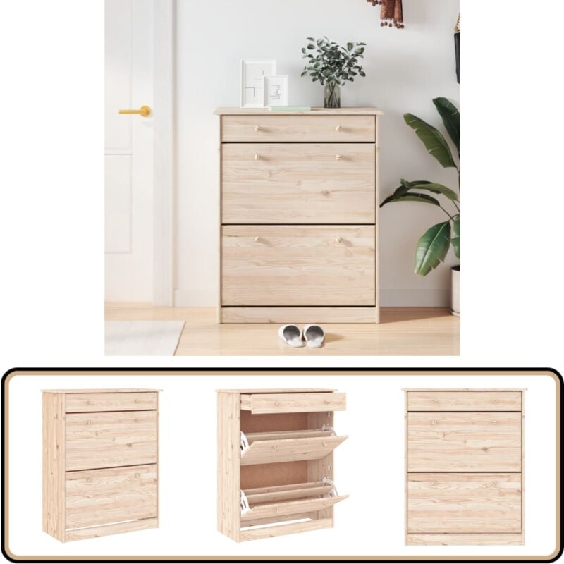 Armoire à chaussures alta 77x35x96 cm bois massif de pin - Meuble Chaussure - Armoire Chaussure - Rangement Chaussure - Meuble Rangement - Placard