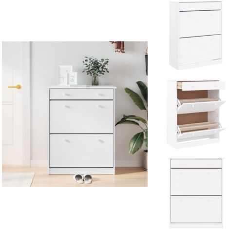 Armoire à chaussures ALTA blanc 77x35x96 cm bois massif de pin - Armoire À Chaussures - Meuble Chaussure - Rangement Chaussures - Rangement Intérieur - Meuble Entrée