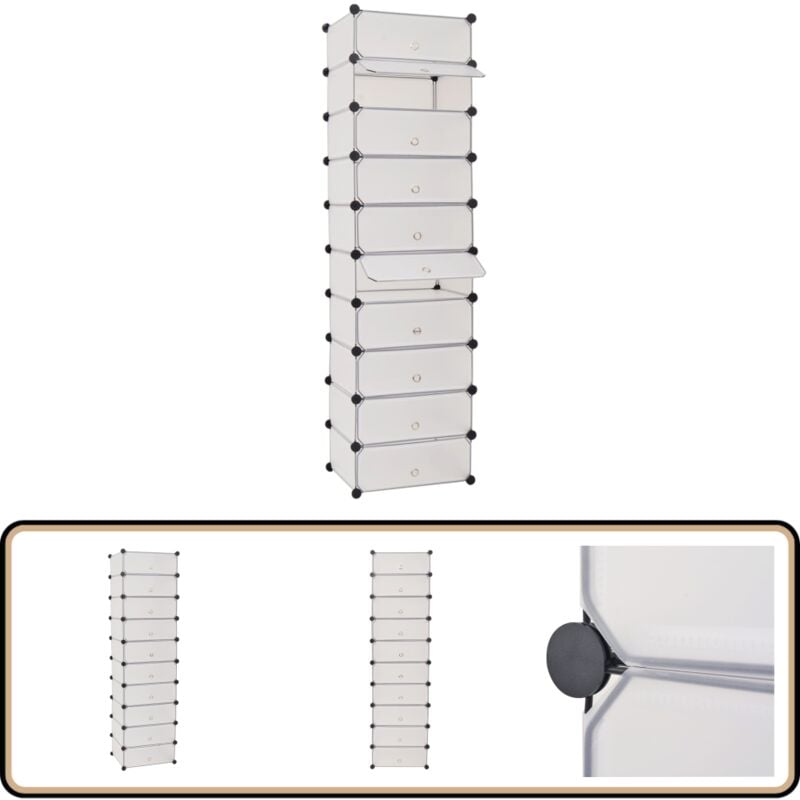 Armoire à chaussures avec 10 compartiments Blanc - Organisateur De Chaussures - Étagère À Chaussures - Meuble À Chaussures - Rangements Chaussures