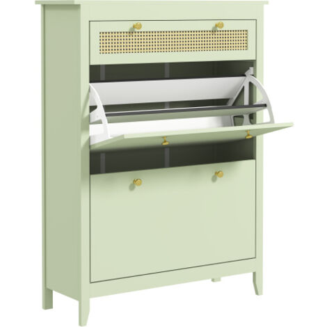 Armoire à chaussures avec 2 abattants Basculeur à chaussures avec tiroir, étagère à chaussures, commode à chaussures pour 12 paires de chaussures Rangement à chaussures pour entrée
