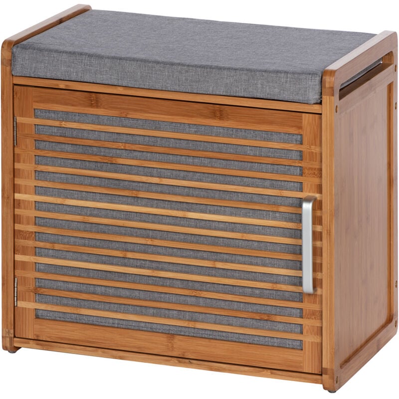 Wenko - Banc d'entrée et Meuble à Chaussures Bois Bahari Rangement Chaussure 2 étagères 4 Paires de Chaussures,assise rembourée, Bambou Polyester,
