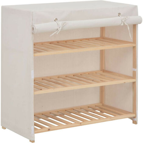 Armoire à chaussures avec housse Blanc 79x40x80 cm Tissu