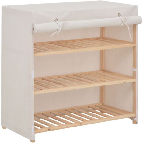 Armoire à chaussures avec housse Blanc 79x40x80 cm  Tissu