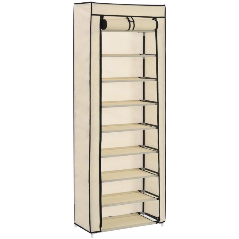 Vidaxl - Armoire à chaussures avec housse Crème 57x29x162 cm Tissu