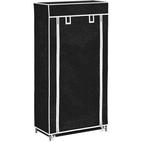 Armoire à chaussures avec housse,Meuble à chaussures,Etagère de Rangement 58 x 28 x 106 cm Tissu Noir HYB16892