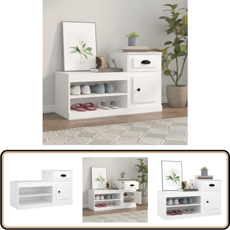 Vidaxl - Armoire à chaussures blanc 100x42x60 cm bois d'ingénierie - Meuble Range Chaussure - Armoire Chaussure - Rangement Chaussures - Meuble