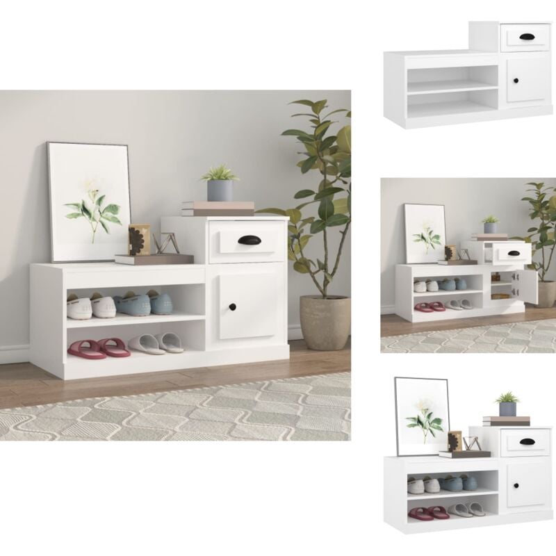Vidaxl - Armoire à chaussures blanc 100x42x60 cm bois d'ingénierie - Meuble Range Chaussure - Armoire Chaussure - Rangement Chaussures - Meuble