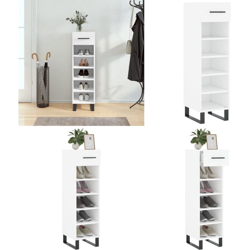 Vidaxl - Armoire à chaussures blanc 30x35x105 cm bois d'ingénierie - Meuble Rangement Chaussure - Armoire Chaussure - Meuble Entrée - Organisation