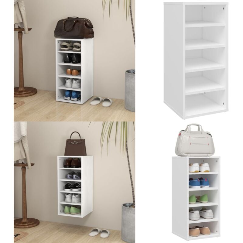 Vidaxl - Armoire à chaussures Blanc 31,5x35x70 cm Bois d'ingénierie - Armoire à Chaussures - Meuble Rangement Chaussures - Étagère Chaussure