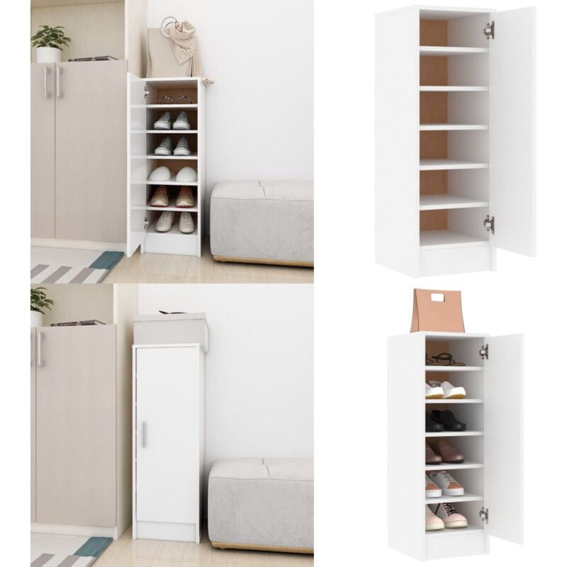 Vidaxl - Armoire à chaussures Blanc 32x35x92 cm Aggloméré - Meuble à Chaussures - Rangement Chaussures - Armoire à Chaussures - Organiseur Chaussures