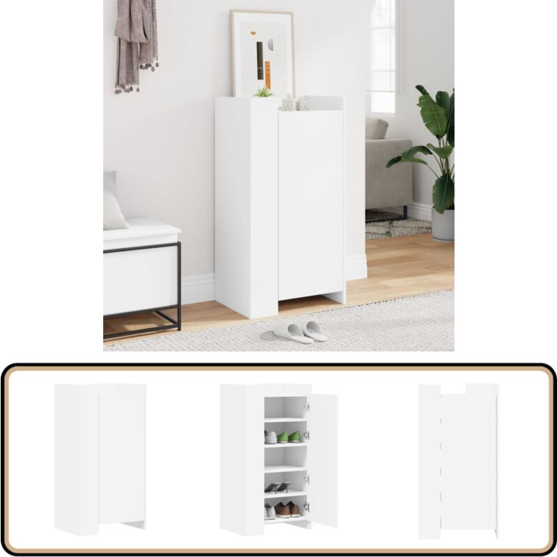 Vidaxl - Armoire à chaussures blanc 52x37,5x100 cm bois d'ingénierie - Armoire à Chaussures - Meuble Rangement Chaussures - Rangement Intérieur
