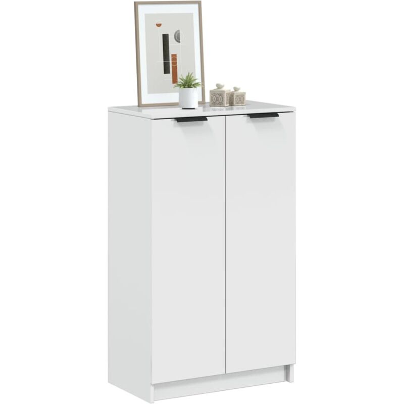 vidaXL Meuble chaussures Blanc brillant 59x35x100 cm Bois d'ingénierie
