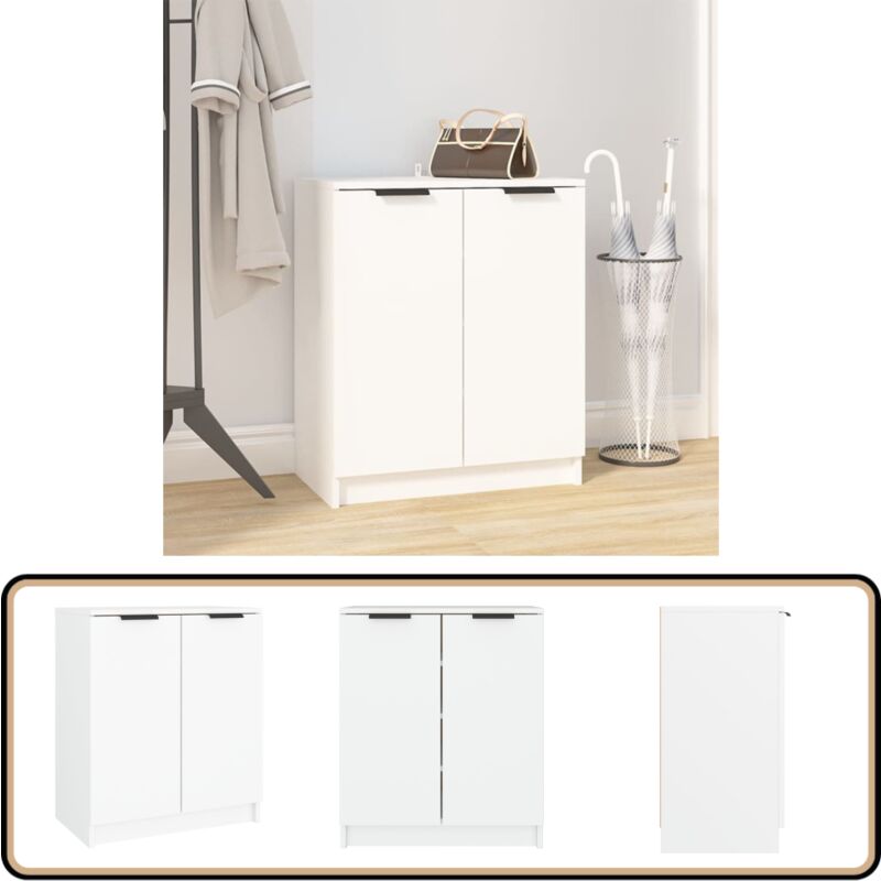 Vidaxl - Armoire à chaussures Blanc 59x35x70 cm Bois d'ingénierie - Armoire à Chaussures - Meuble Rangement - Placard Chaussures - Étagère Chaussure