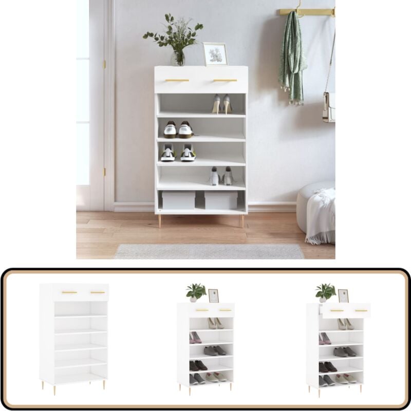 Vidaxl - Armoire à chaussures blanc 60x35x105 cm bois d'ingénierie - Armoire à Chaussures - Meuble Rangement - Rangement Chaussures - Commode