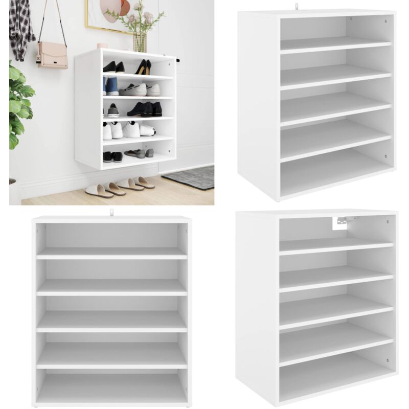 Vidaxl - Armoire à chaussures Blanc 60x35x70 cm Bois d'ingénierie - Meuble à Chaussures - Rangement Chaussures - Étagère Chaussures - Armoire