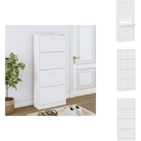 Armoire à chaussures Blanc 63x24x147 cm Bois d'ingénierie - Meuble Range Chaussure - Armoire Chaussure - Rangement Chaussures - Placard Chaussures - Organiseur Chaussures