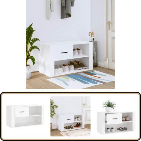 Armoire à chaussures Blanc 80x35x45 cm Bois d'ingénierie - Meuble Chaussure - Armoire Chaussure - Range Chaussures - Étagère Chaussure - Rangement Entrée