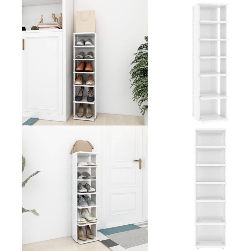 Vidaxl - Armoire à chaussures Blanc brillant 27,5x27x102 cm - Armoire à Chaussures - Rangement Chaussures - Meuble Chaussure - Étagère Chaussures