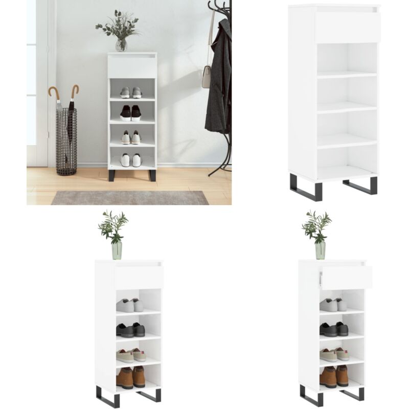 Vidaxl - Armoire à chaussures Blanc brillant 40x36x105cm Bois ingénierie - Armoire à Chaussures - Rangements Chaussures - Rangement Maison - Mobilier