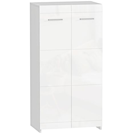 Armoire à chaussures blanc brillant, rangement chaussures avec étagères réglables pour entrée, couloir, capacité 10 paires