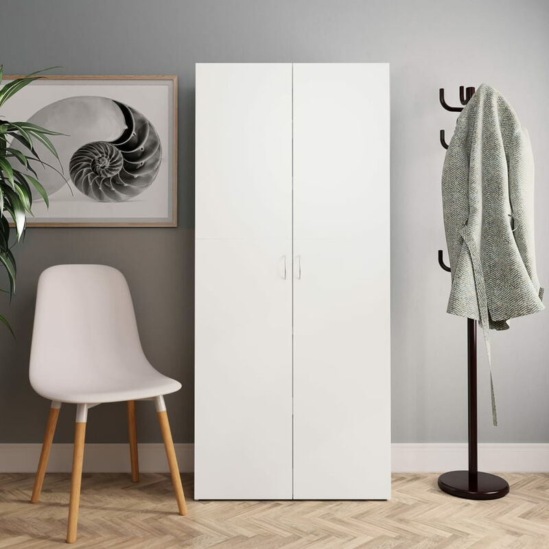 Armoire a chaussures Blanc et chene sonoma 80x35,5x180 cm