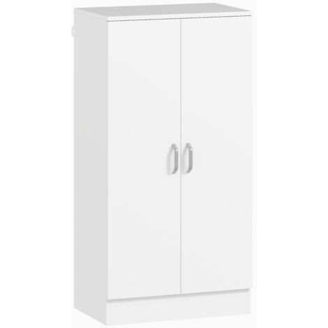 Armoire à chaussures charnières fermeture douce étagères réglables 6 étages pour 14 paires 55 x 35 x 108 cm bois et blanc.