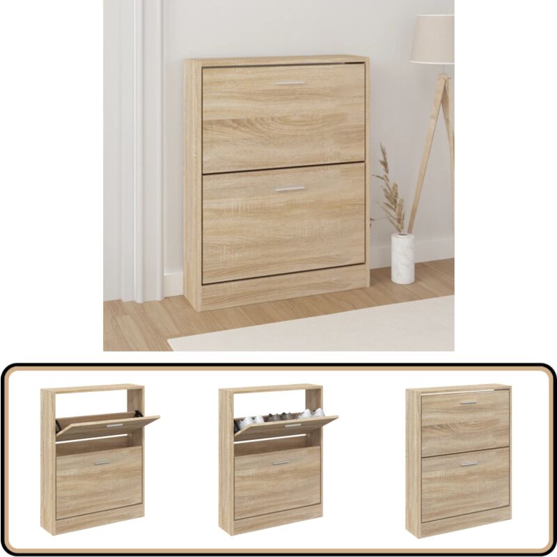 Vidaxl - Armoire à chaussures Chêne 59x17x81 cm Bois d'ingénierie - Meuble Rangement Chaussures - Armoire Chaussure - Rangements Intérieur