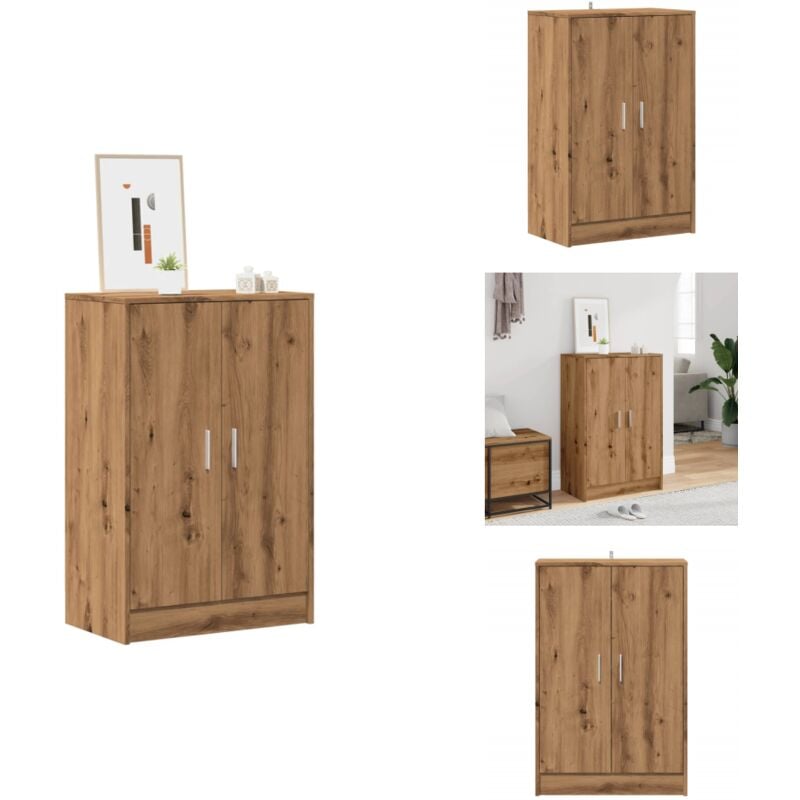 Armoire à chaussures chêne artisanal bois d'ingénierie - Armoire à Chaussures - Armoires à Chaussures - Armoire De Rangement De Chaussures - Placard