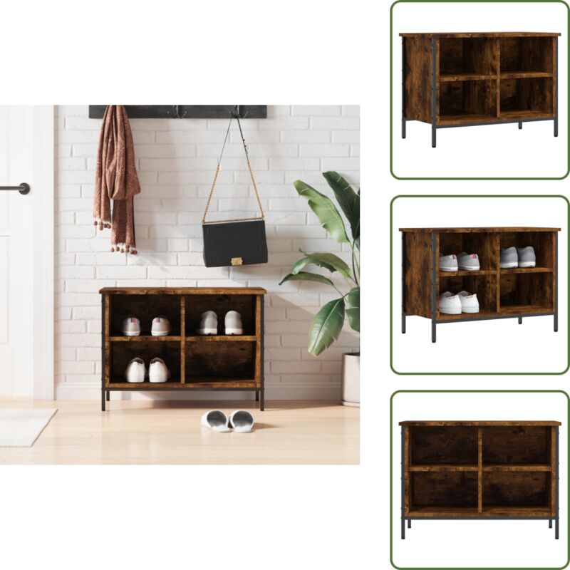 Armoire à chaussures chêne fumé 69x35x50 cm bois d'ingénierie - Armoire À Chaussures - Meuble Chaussure - Rangement Chaussures - Étagère Chaussures