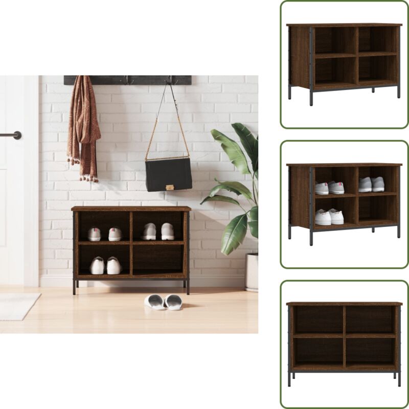Armoire à chaussures chêne marron 69x35x50 cm bois d'ingénierie - Armoire à Chaussures - Meuble Chaussure - Rangement Chaussures - Étagère Chaussures