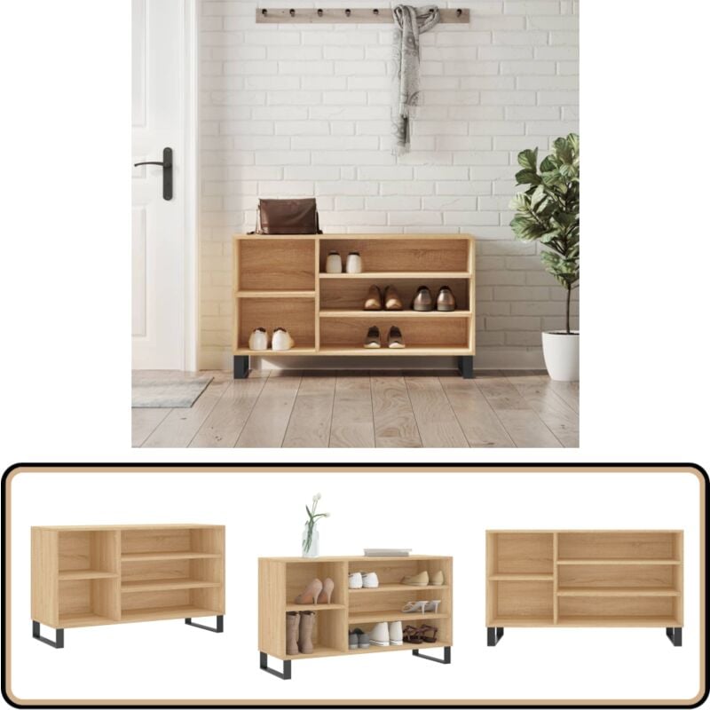 Vidaxl - Armoire à chaussures Chêne sonoma 102x36x60cm Bois d'ingénierie - Meuble Chaussure - Armoire à Chaussures - Rangement Chaussures - Étagère