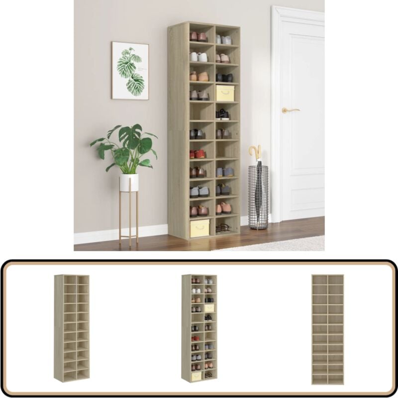 Vidaxl - Armoire à chaussures chêne sonoma 54x34x183cm bois d'ingénierie - Etagere Chaussure - Meuble Chaussure - Range Chaussures - Rangement