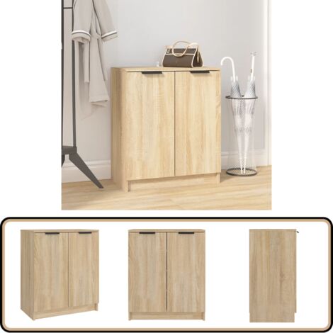 Armoire à chaussures Chêne Sonoma 59x35x70 cm Bois d'ingénierie - Armoire À Chaussures - Meuble Rangement - Chaussure Femme - Chaussure Homme - Organisation Intérieur