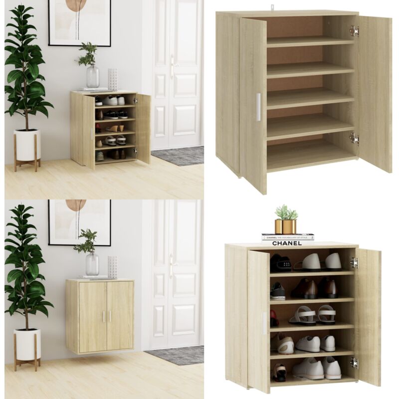 Vidaxl - Armoire à chaussures Chêne sonoma 60x35x70 cm Bois d'ingénierie - Armoire à Chaussures - Meuble Entrée - Rangement Chaussures - Organiseur