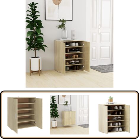 Armoire à chaussures Chêne sonoma 60x35x70 cm Bois d’ingénierie - Armoire À Chaussures - Meuble Entrée - Rangement Chaussures - Organiseur Chaussures - Rangement Intérieur