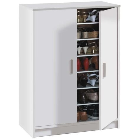 HABITDESIGN Armoire à chaussures Cisa blanc armoire auxiliaire 6 étagères 75x36x101 cm