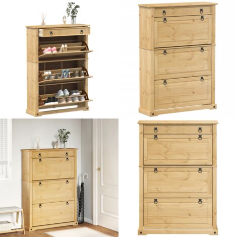 Armoire à chaussures Corona 99x32x138 cm bois de pin massif - Meuble Chaussure - Rangements Chaussures - Armoire À Chaussures - Meuble Entrée - Rangement Intérieur - Home & Living