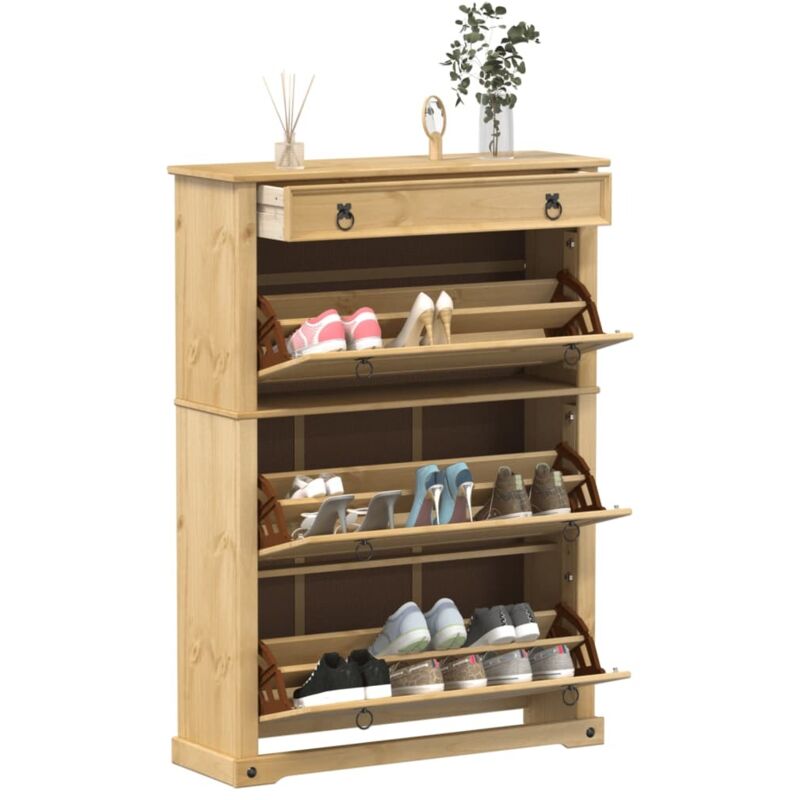 Armoire à chaussures Corona 99x32x138 cm bois de pin massif