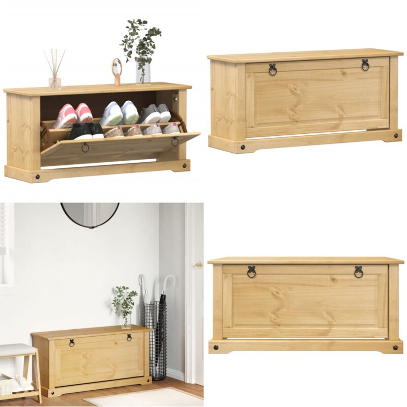 Armoire à chaussures Corona 99x32x47 cm bois de pin massif - Meuble à Chaussures - Armoire à Chaussures - Rangement Chaussures - Rangement Intérieur