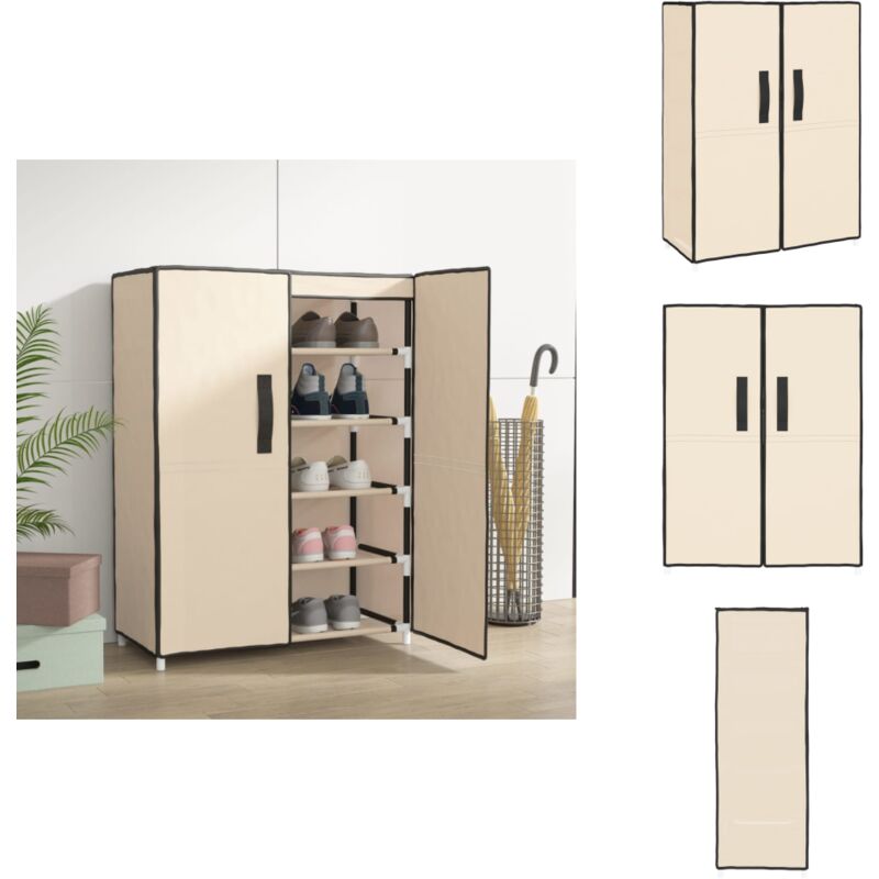 Vidaxl - Armoire à chaussures Crème 60x28x90 cm Tissu - Meuble Range Chaussure - Armoire Chaussure - Rangement Chaussure - Étagère Chaussure - Meuble
