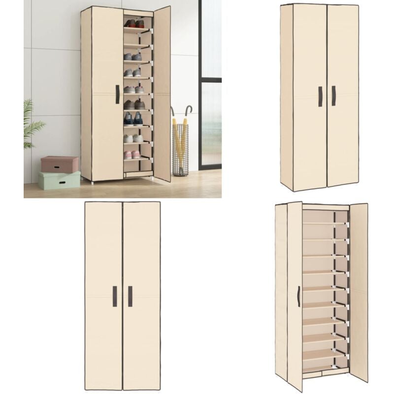 Vidaxl - Armoire à chaussures Crème 60x30x166 cm Tissu - Armoire à Chaussures - Meuble Rangement Chaussures - Étagère à Chaussures - Rangements