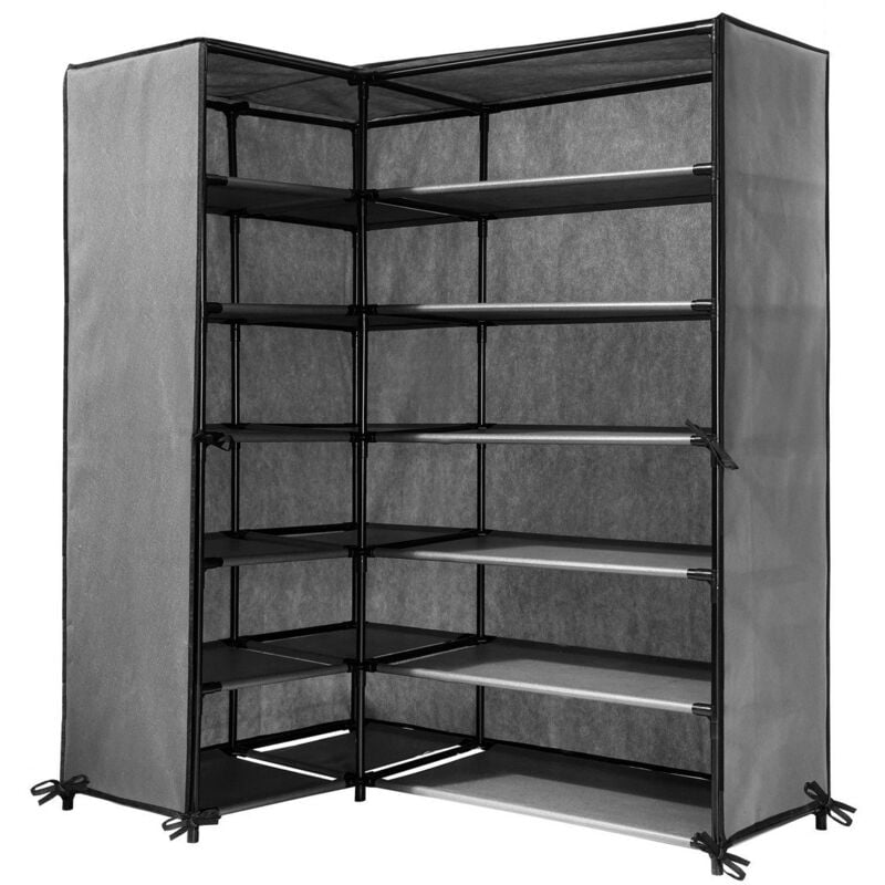 Meuble à chaussures d'angle en intissé et métal - H107 cm - Calicosy